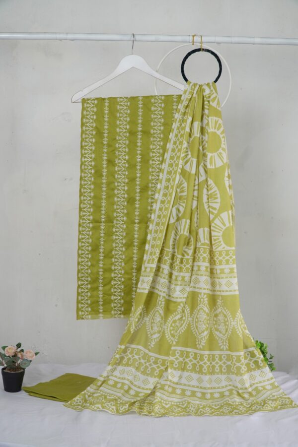 3 piece Lawn Embroidered shirt with digital printed dubatta