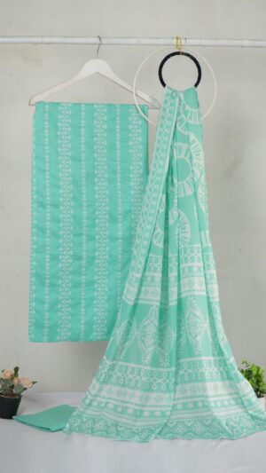 3 piece Lawn Embroidered shirt with digital printed dubatta