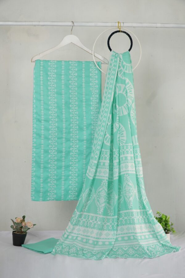 3 piece Lawn Embroidered shirt with digital printed dubatta