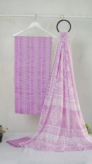 3 piece Lawn Embroidered shirt with digital printed dubatta