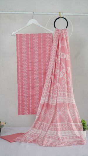 3 piece Lawn Embroidered shirt with digital printed dubatta