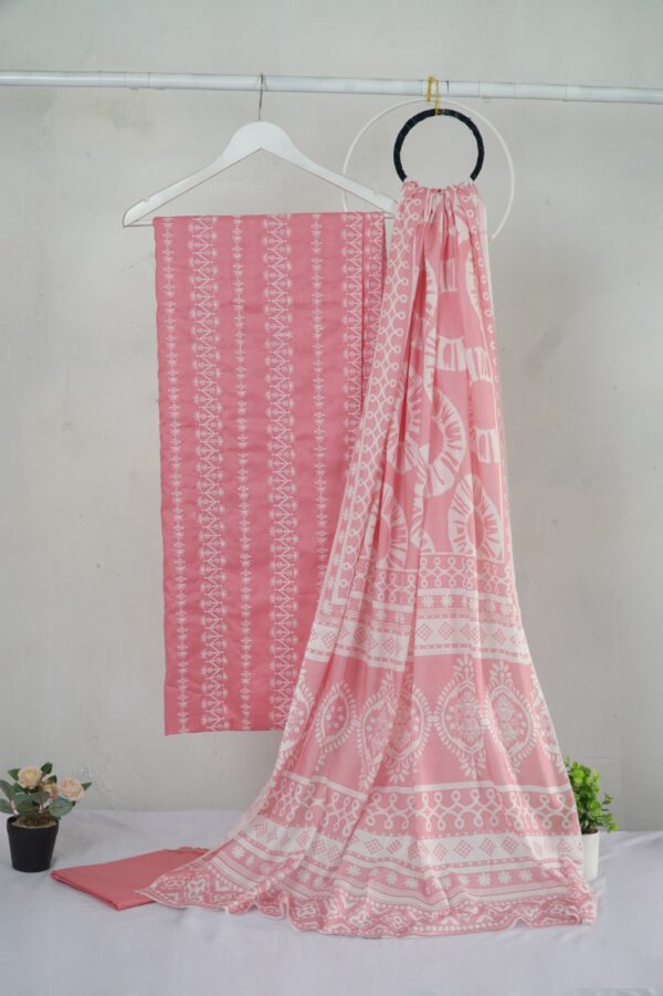 3 piece Lawn Embroidered shirt with digital printed dubatta